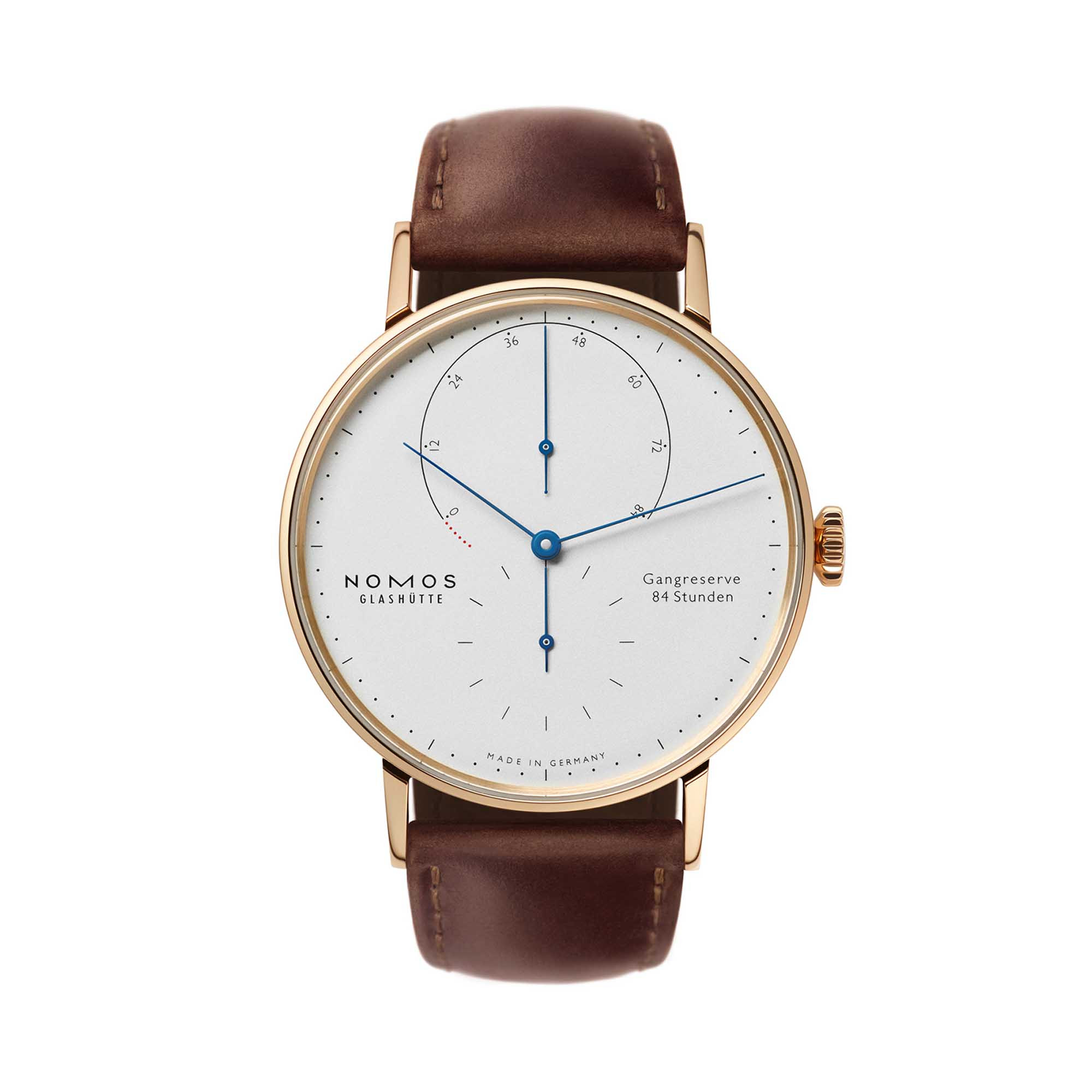 NOMOS Glashütte Lambda 39 Roségold mit gebläuten Zeigern